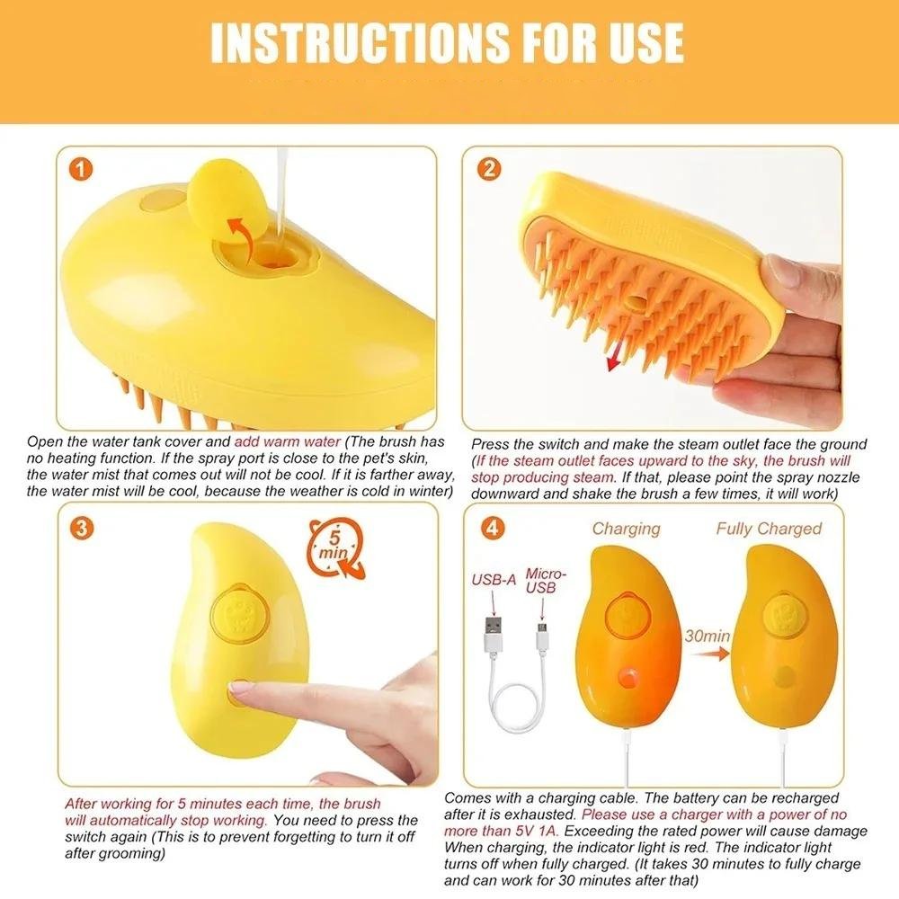 3-in-1 Steamy Pet Grooming Brush