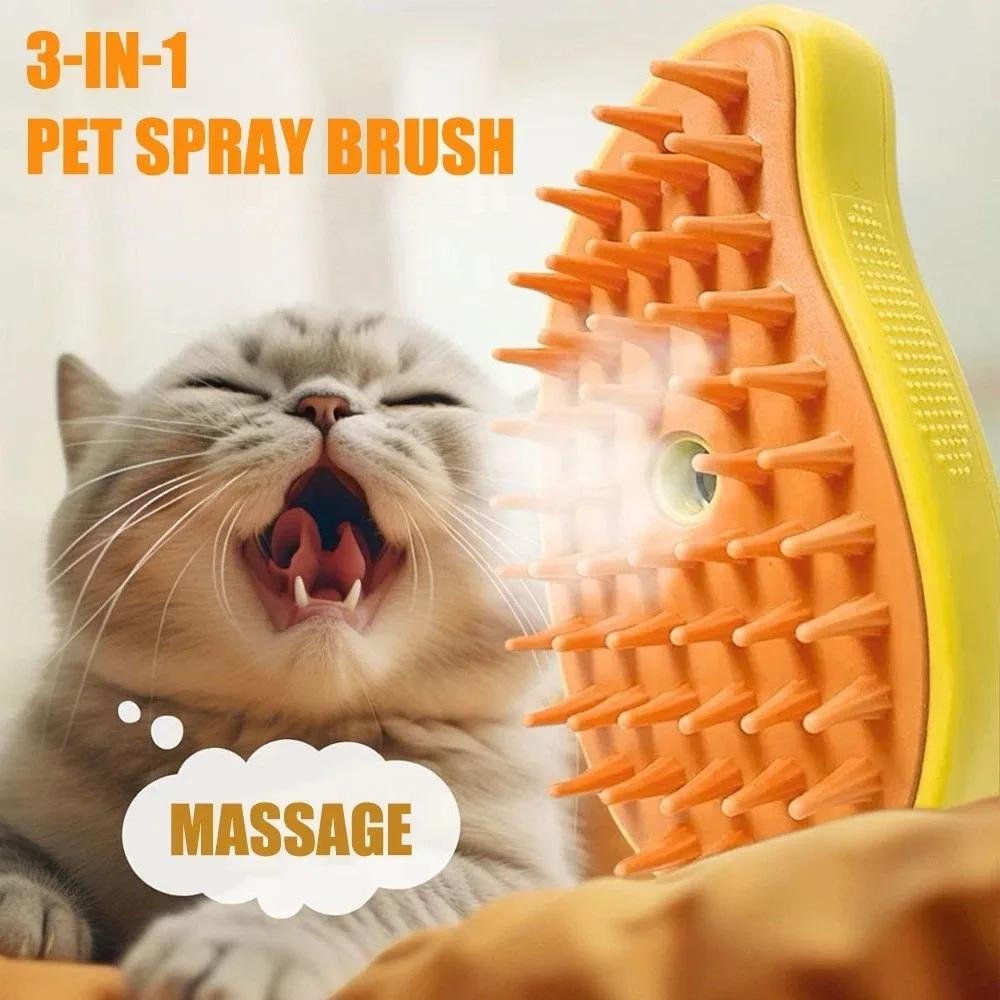 3-in-1 Steamy Pet Grooming Brush