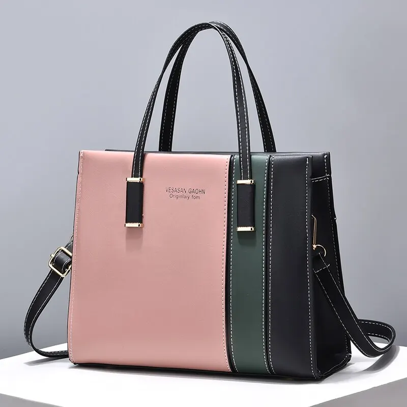Chic Patchwork PU Leather Handbag – Versatile Style for Every Occasion - Univelve