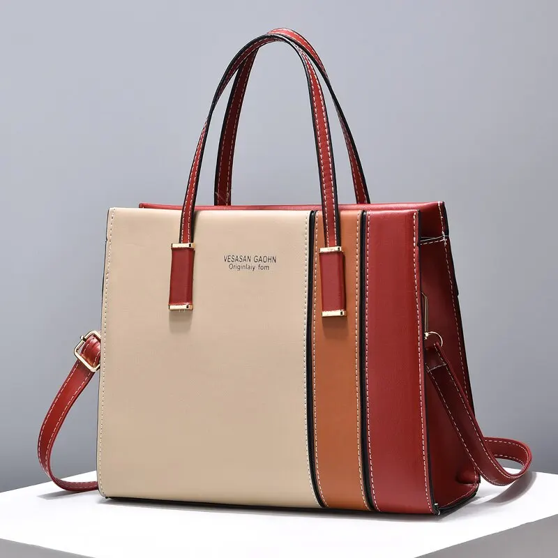 Chic Patchwork PU Leather Handbag – Versatile Style for Every Occasion - Univelve