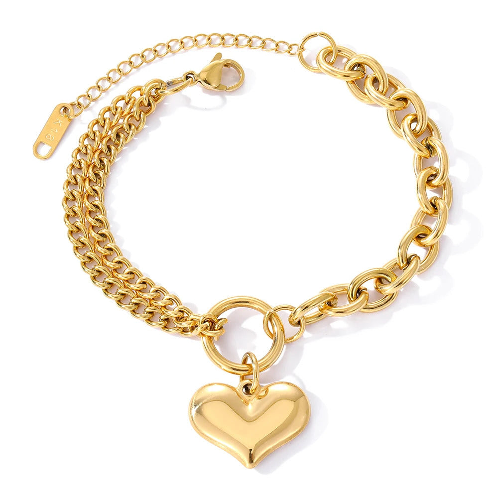 Elegant Heart Charm Bracelet – Timeless Stainless Steel Jewelry for Women - Univelve