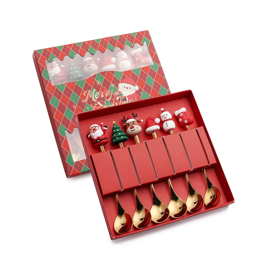 Festive Christmas Coffee Spoons and Forks Set – Add Holiday Cheer to Your Table - Univelve