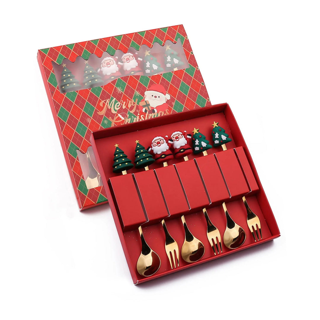 Festive Christmas Coffee Spoons and Forks Set – Add Holiday Cheer to Your Table - Univelve