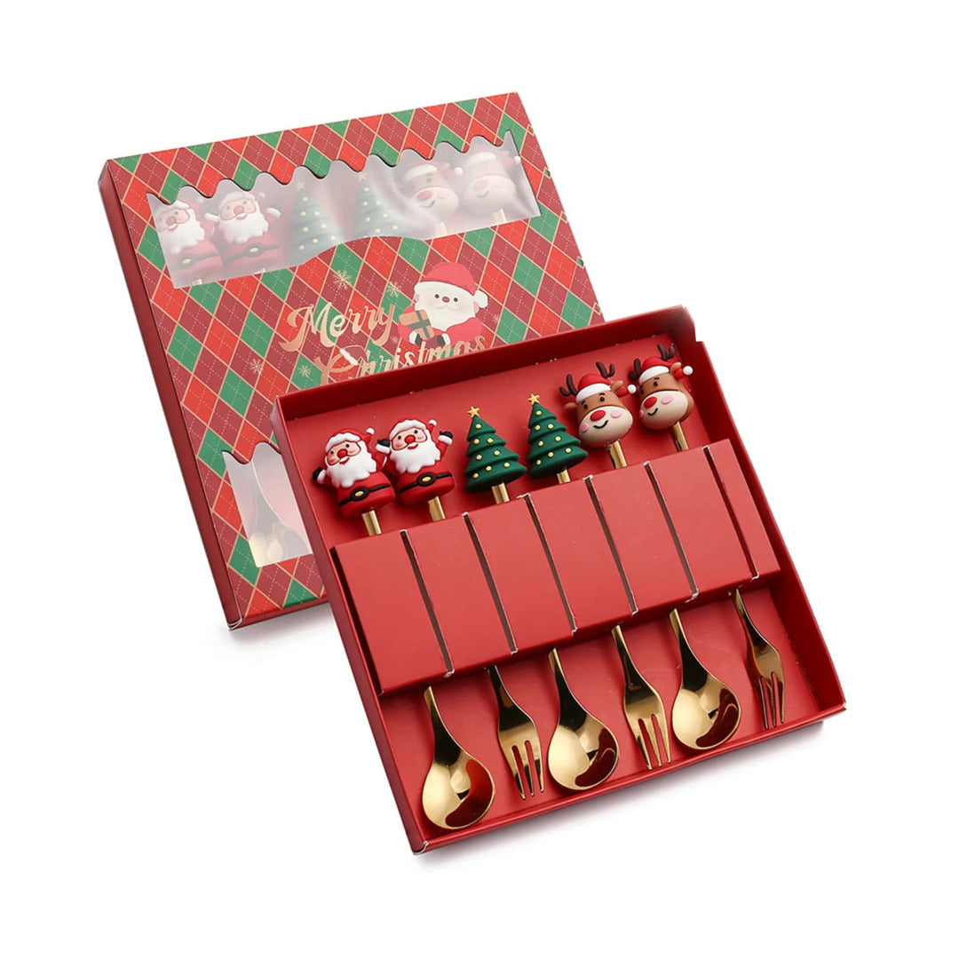 Festive Christmas Coffee Spoons and Forks Set – Add Holiday Cheer to Your Table - Univelve