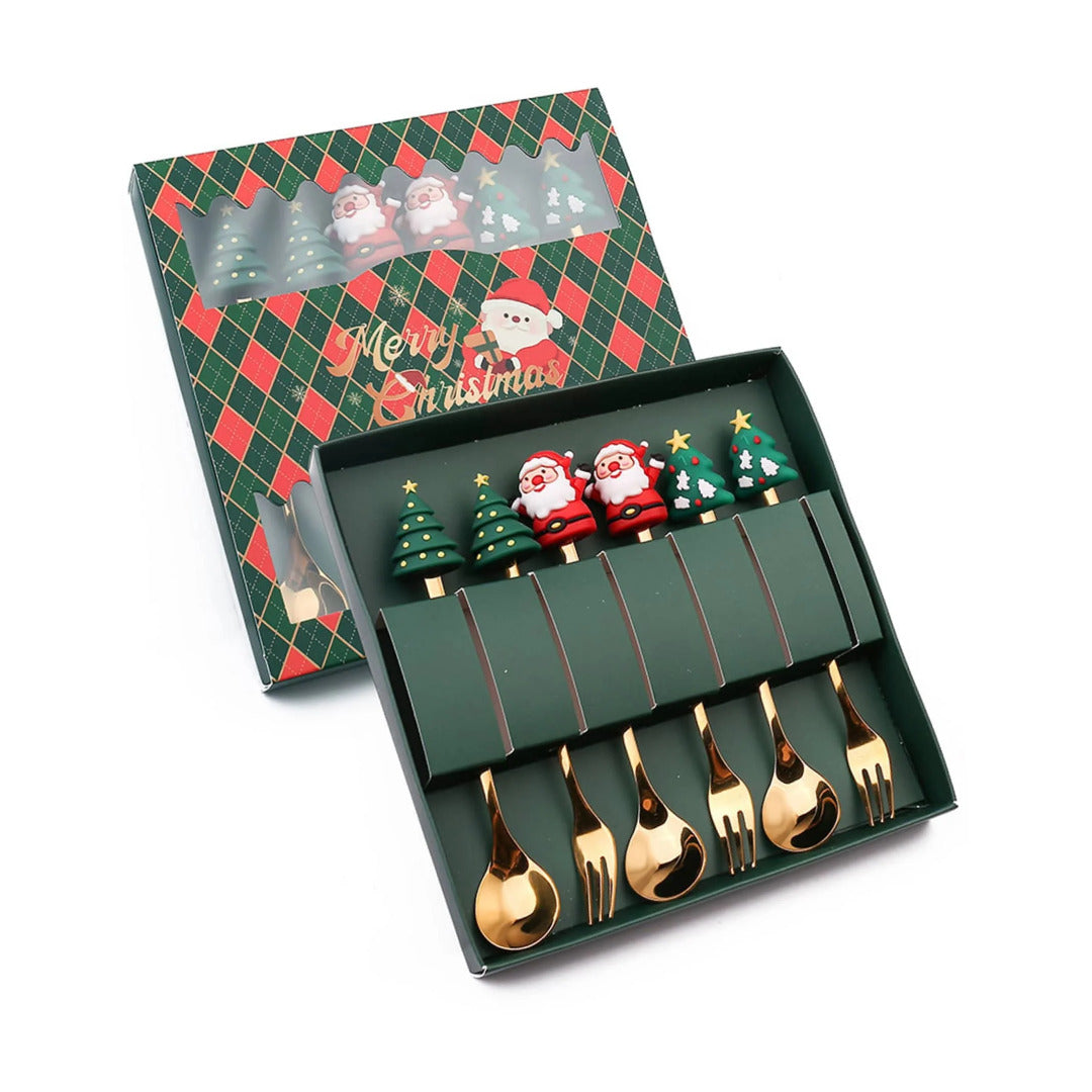Festive Christmas Coffee Spoons and Forks Set – Add Holiday Cheer to Your Table - Univelve