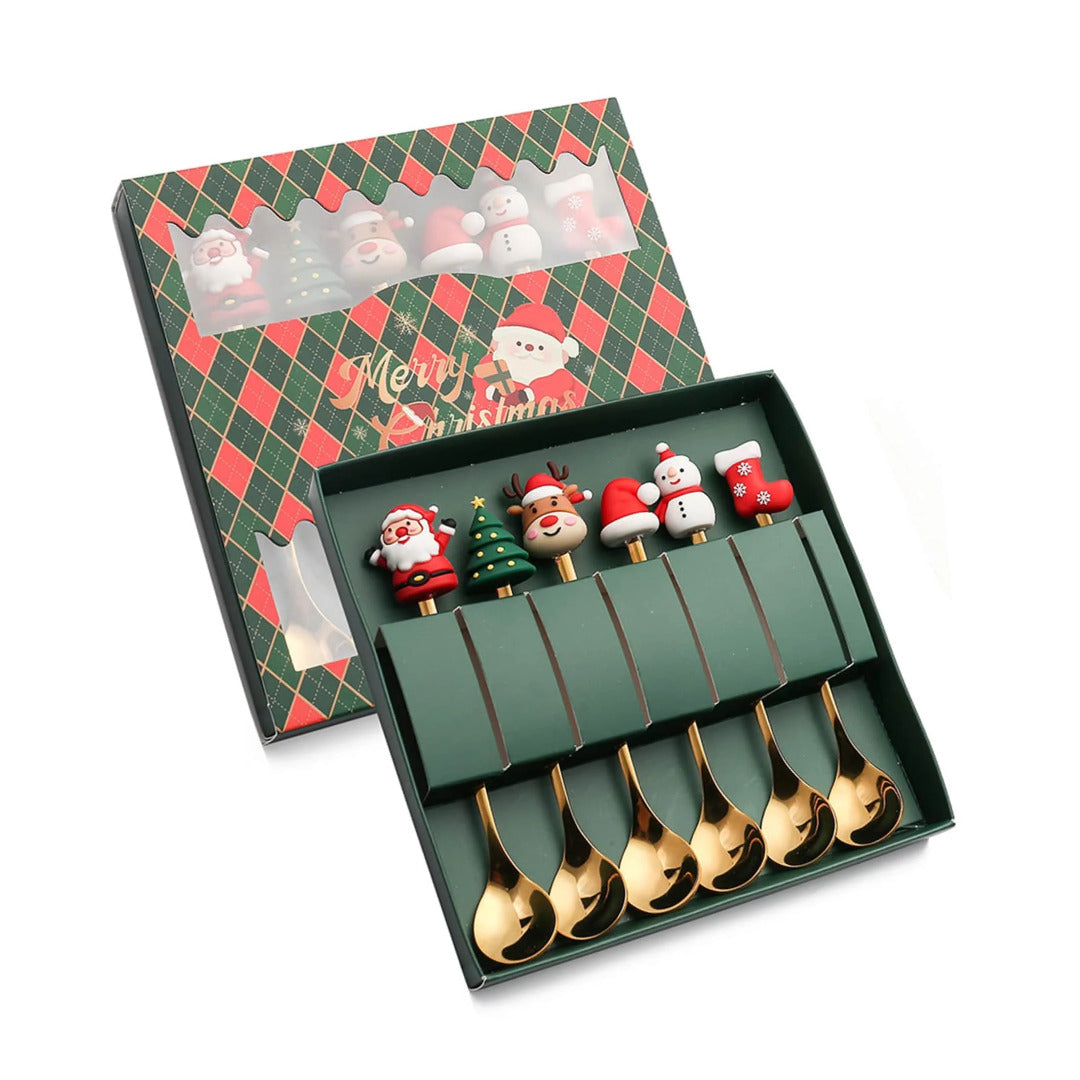 Festive Christmas Coffee Spoons and Forks Set – Add Holiday Cheer to Your Table - Univelve