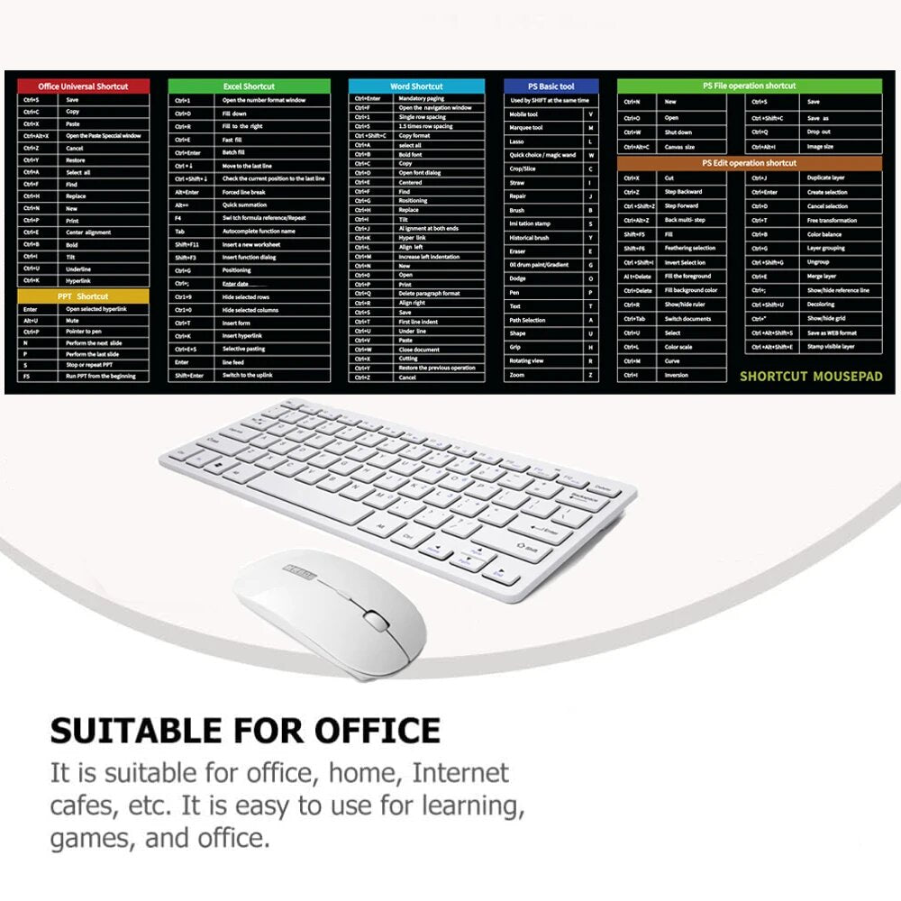 Large Mouse Mat with Keyboard Shortcuts – Enhance Productivity with Ease - Univelve