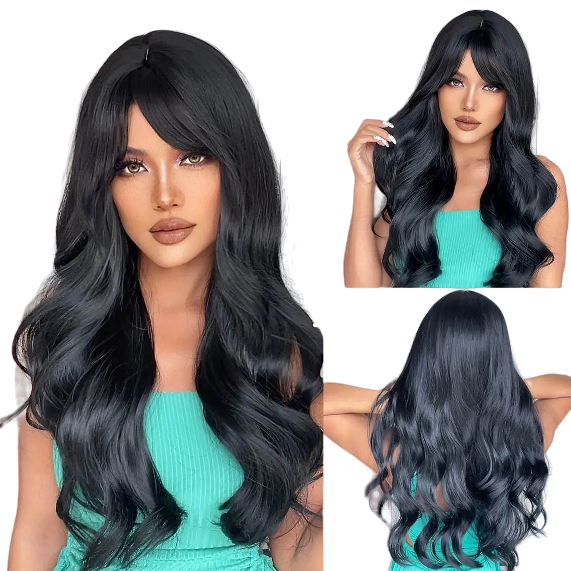 Long Wavy Synthetic Wig with Bangs – Effortless Glamour - Univelve