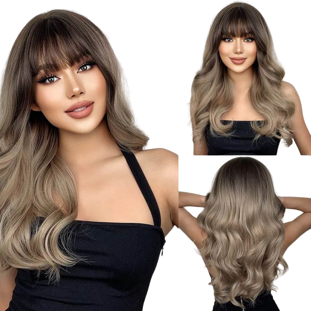Long Wavy Synthetic Wig with Bangs – Effortless Glamour - Univelve