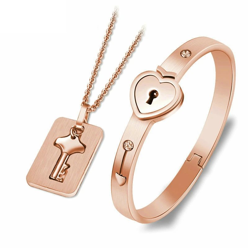 Lover Lock Bracelet & Key Necklace