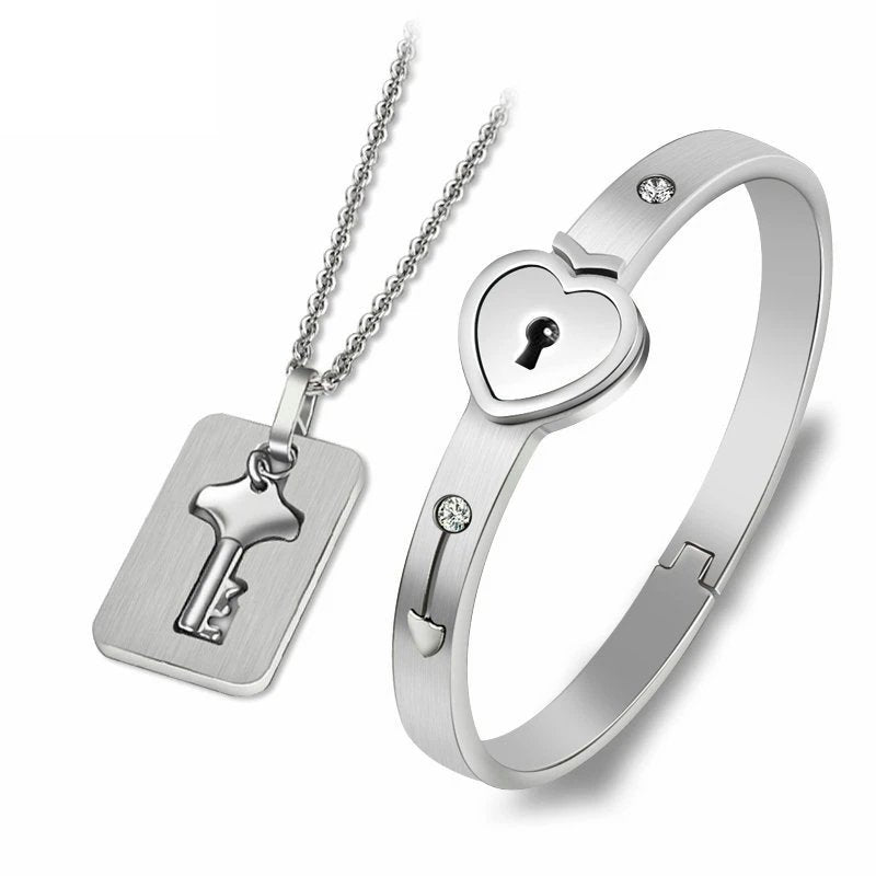 Lover Lock Bracelet & Key Necklace