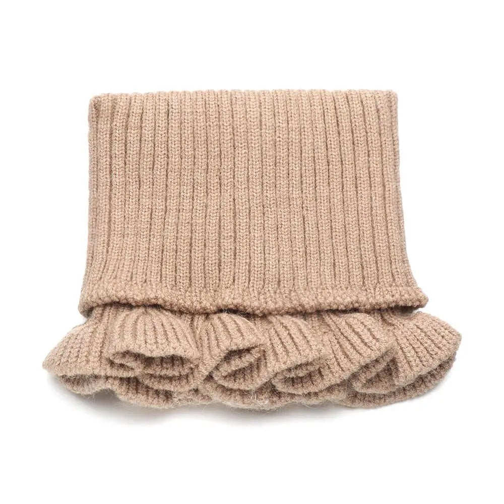 Elegant Knitted Neck Warmer with Ruffle Details – Detachable Turtleneck Collar - Univelve