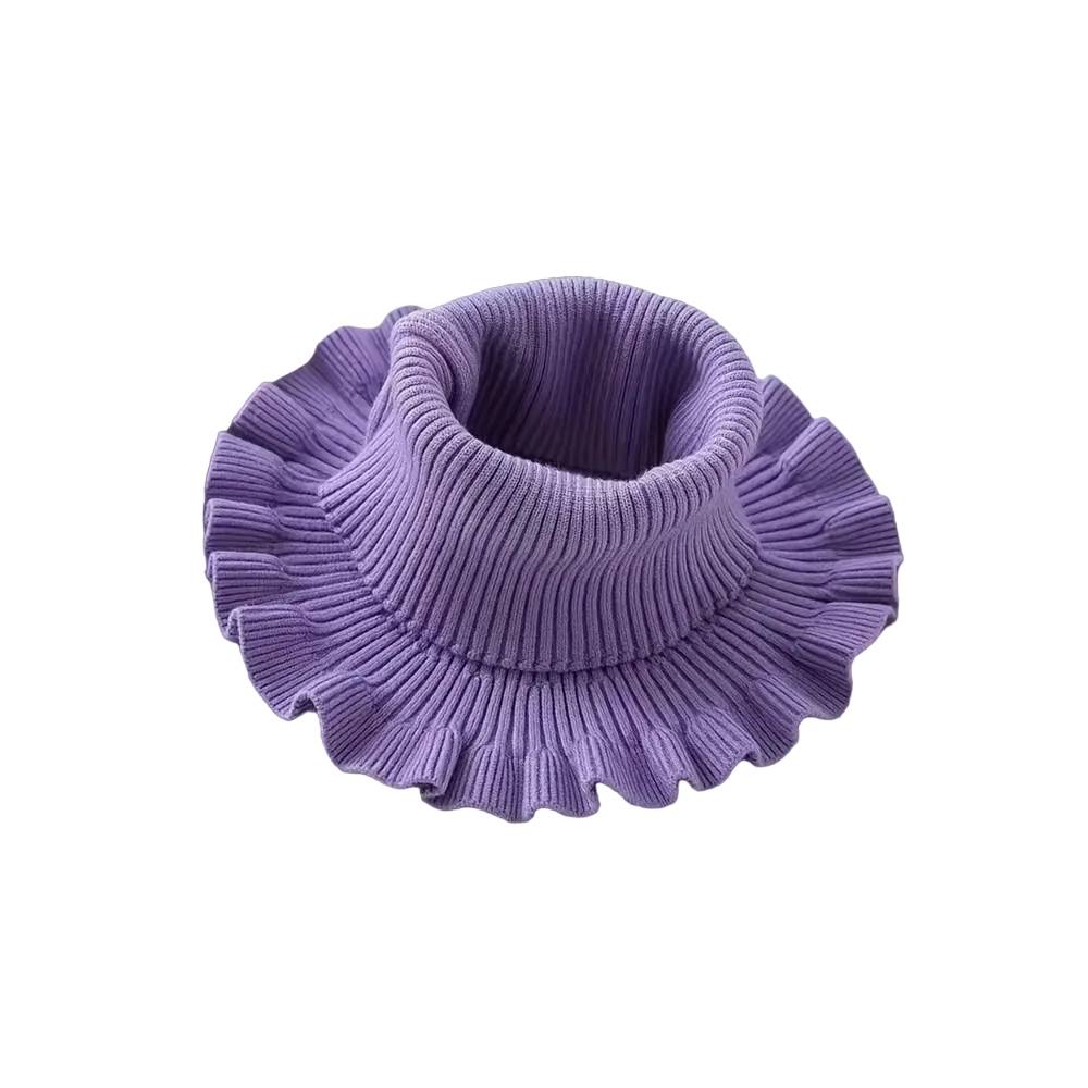 Elegant Knitted Neck Warmer with Ruffle Details – Detachable Turtleneck Collar - Univelve