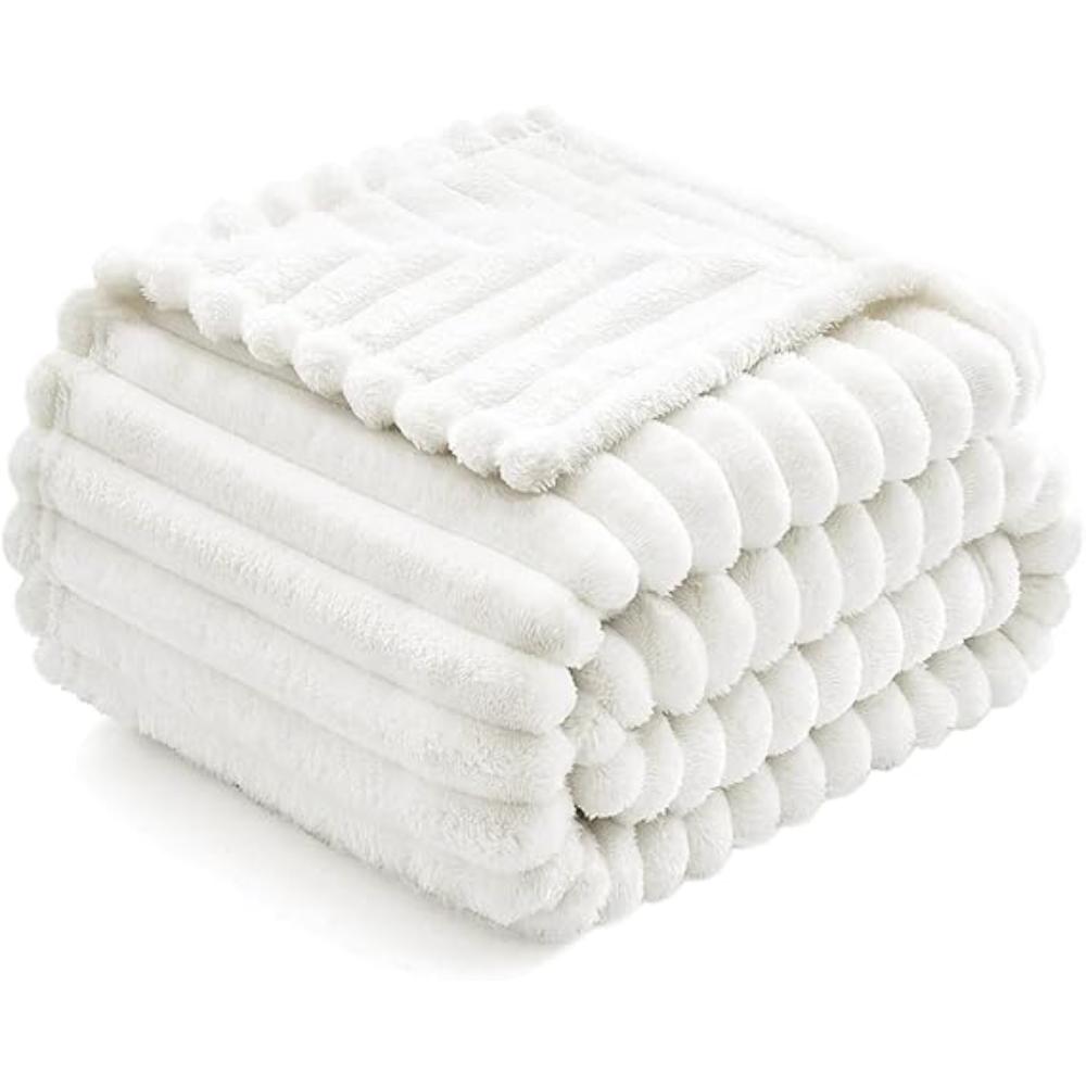 Thickened Wide Plush Striped Blanket - Fleece Blanket