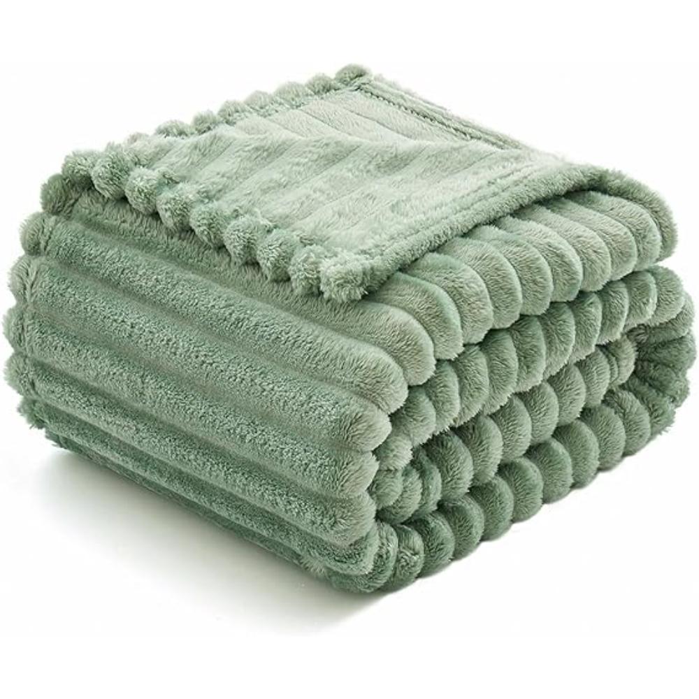 Thickened Wide Plush Striped Blanket - Fleece Blanket