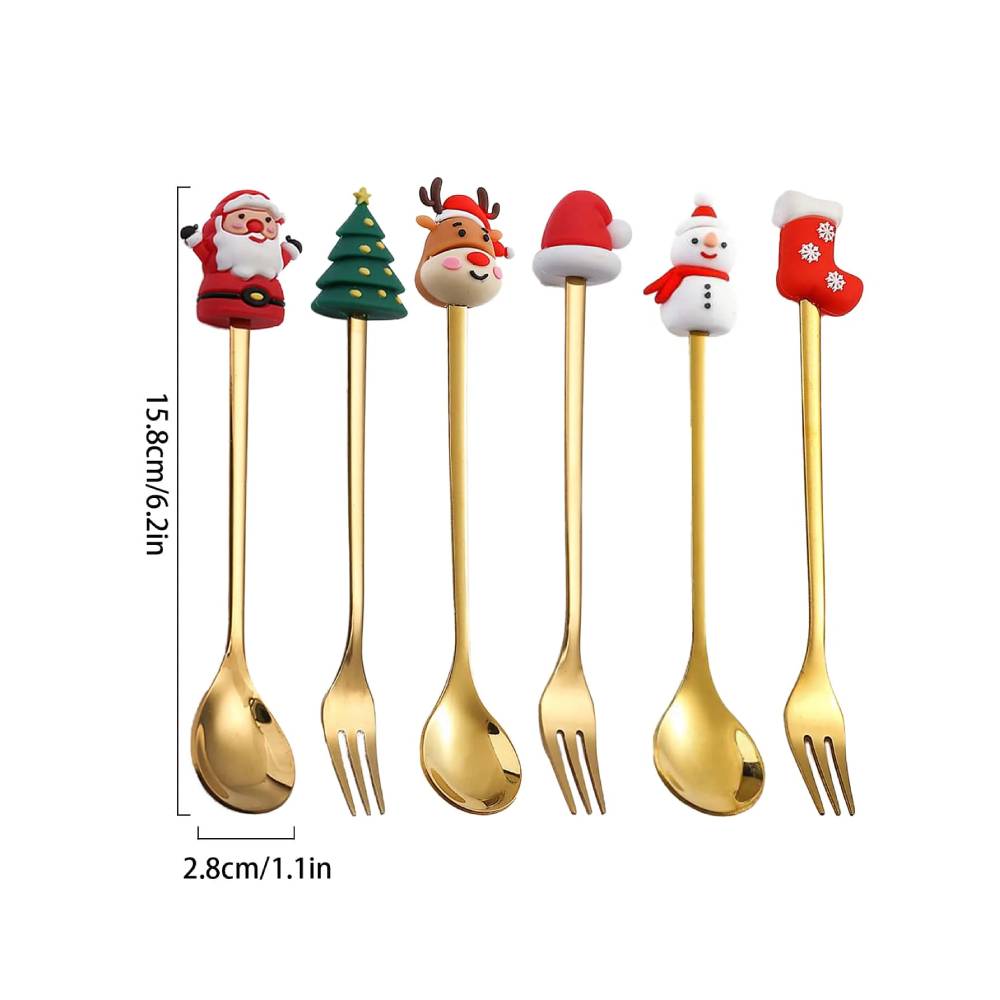 Festive Christmas Coffee Spoons and Forks Set – Add Holiday Cheer to Your Table - Univelve