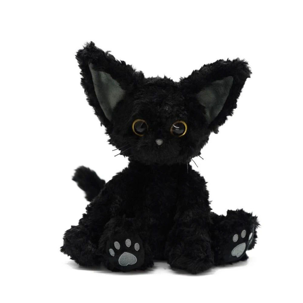 Adorable Curly Soft Black Cat Plush - Your Cuddly Companion - Univelve
