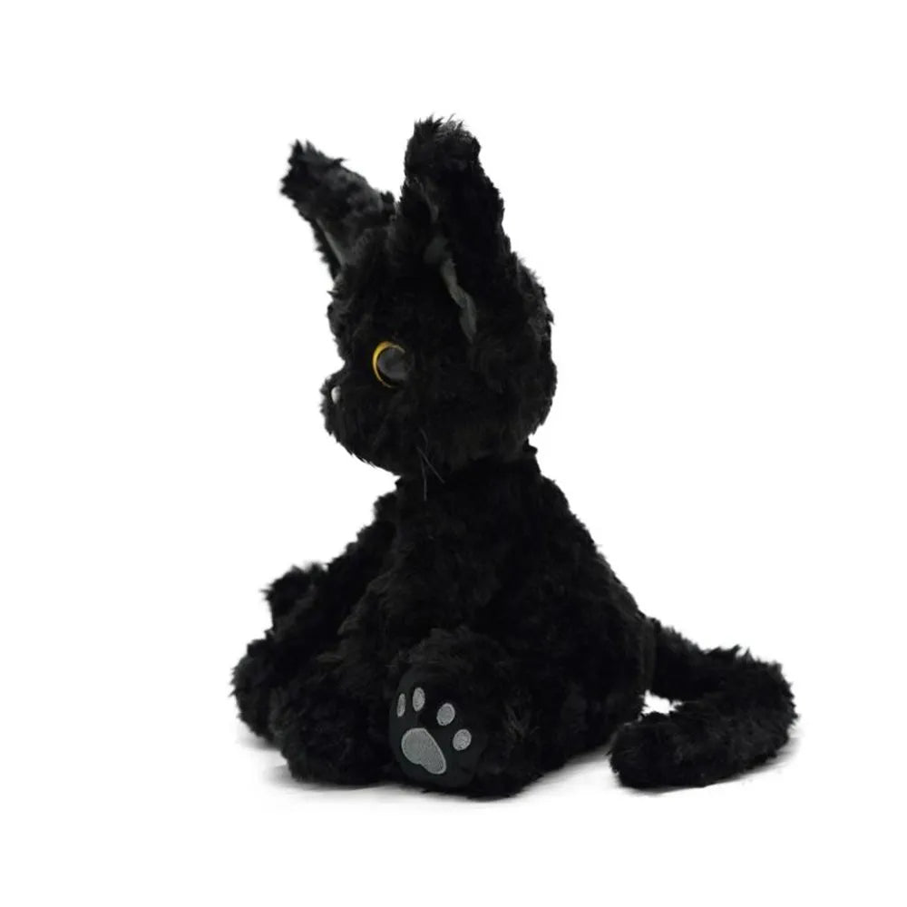 Adorable Curly Soft Black Cat Plush - Your Cuddly Companion - Univelve