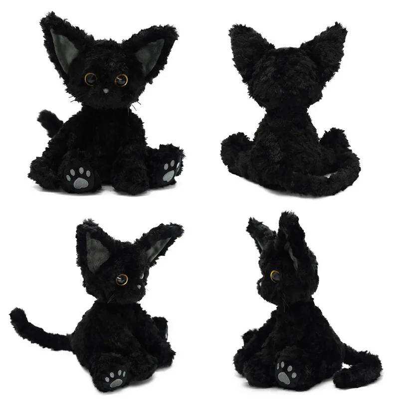 Adorable Curly Soft Black Cat Plush - Your Cuddly Companion - Univelve