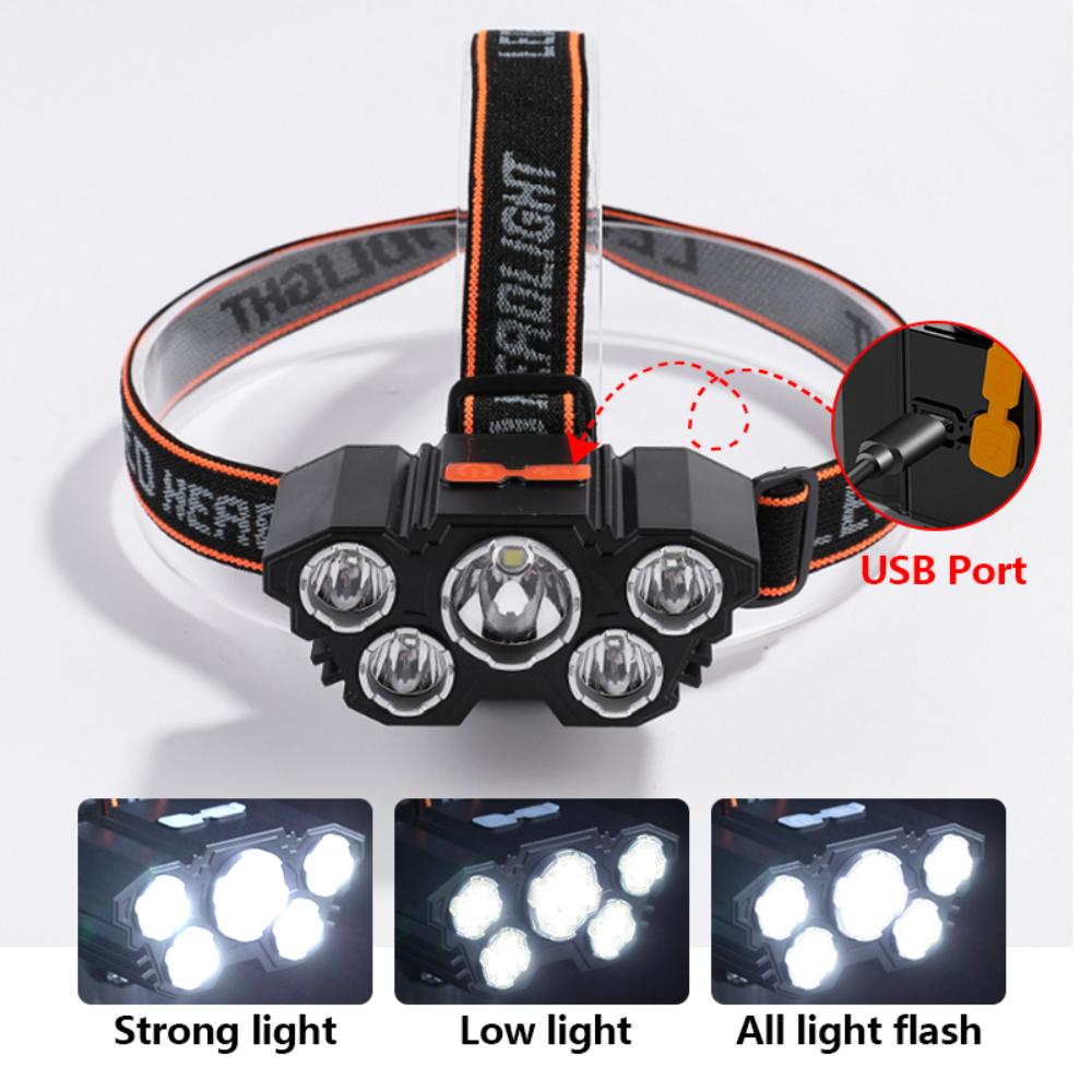 5-LED Rechargeable Headlamp – Illuminate Your Adventures