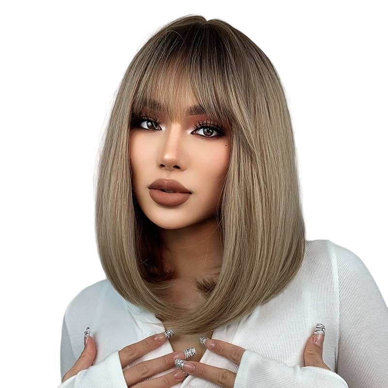 Chic Short Straight Bob Wig with Bangs – Effortless Elegance - Univelve