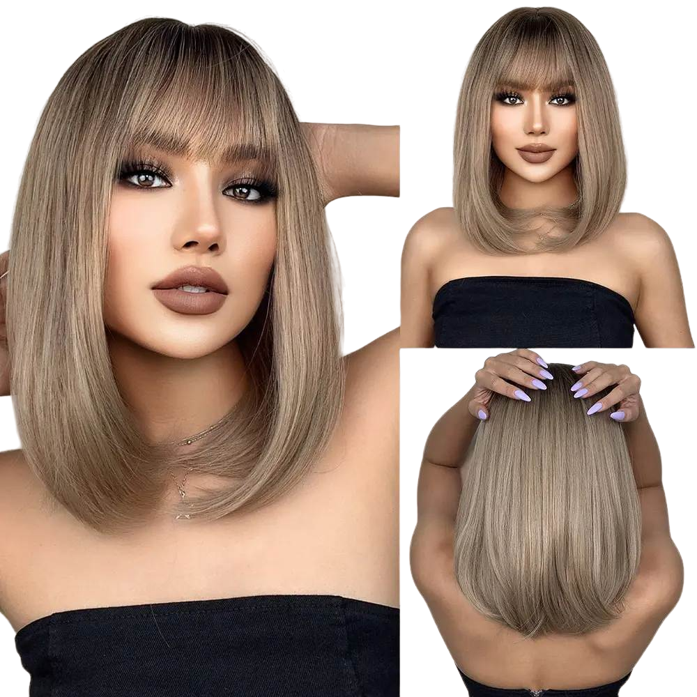 Chic Short Straight Bob Wig with Bangs – Effortless Elegance - Univelve