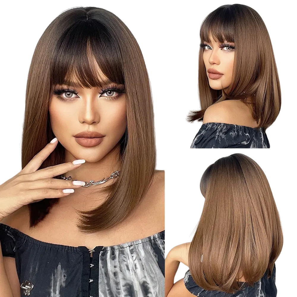 Chic Short Straight Bob Wig with Bangs – Effortless Elegance - Univelve