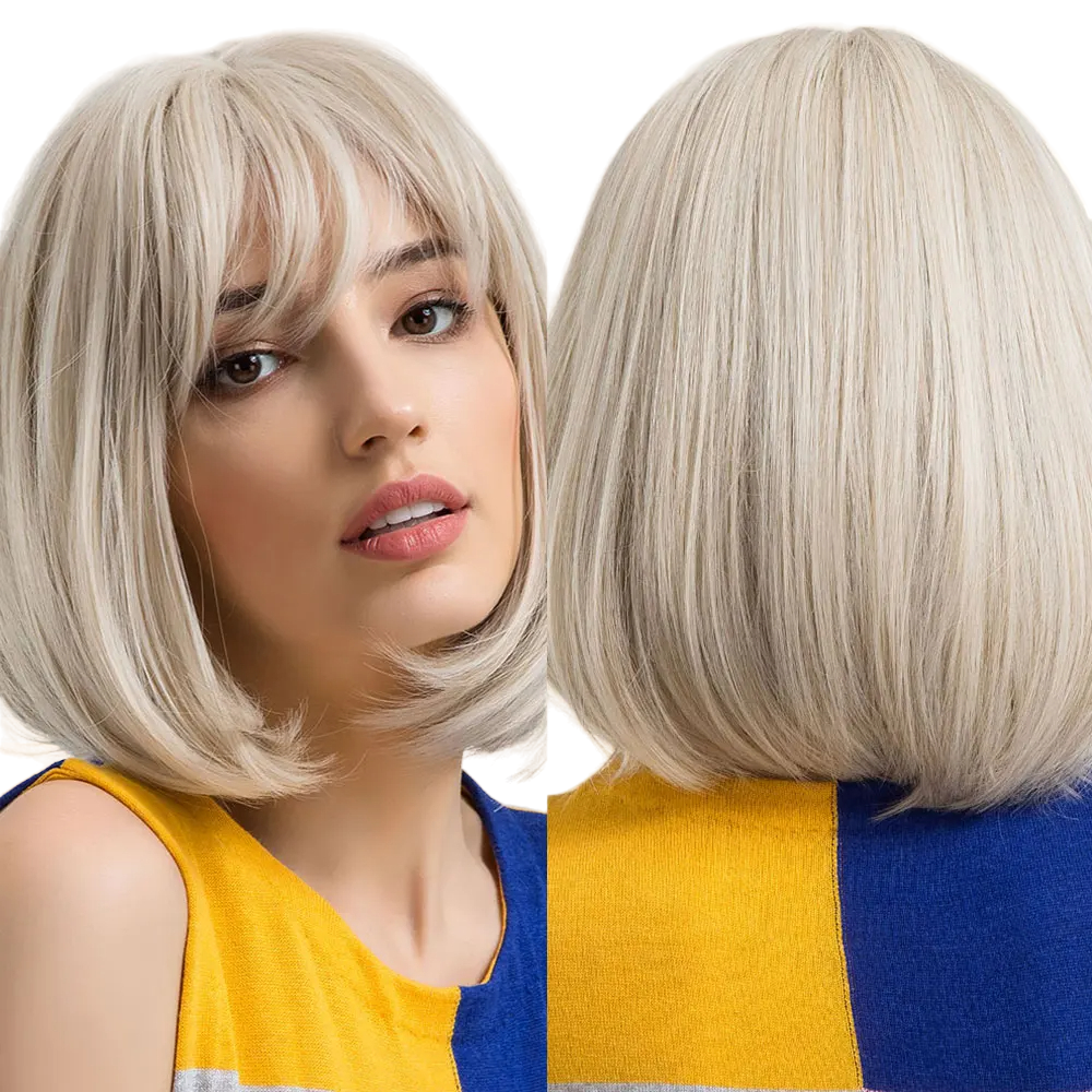 Chic Short Straight Bob Wig with Bangs – Effortless Elegance - Univelve