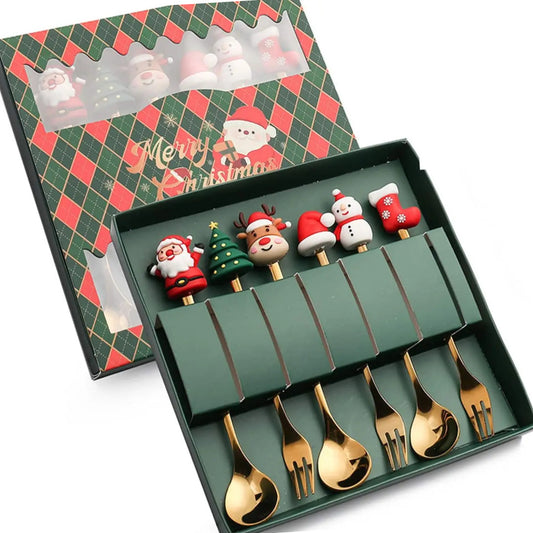 Festive Christmas Coffee Spoons and Forks Set – Add Holiday Cheer to Your Table - Univelve