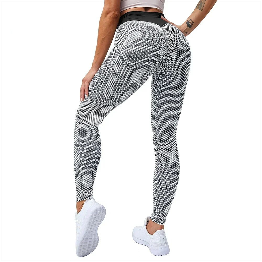 High-Waisted Honeycomb Print Leggings – Elevate Your Workout Style - Univelve