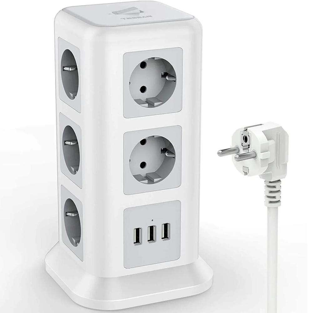 Ultimate Tower Power Strip – 11 Outlets & 3 USB Ports for All Your Devices!